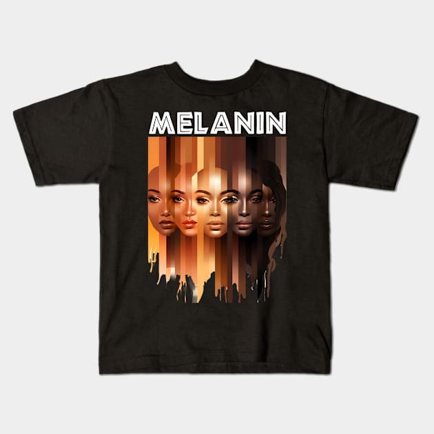 Melanin Shades Afrocentric Beauty For Women Kids T-Shirt by Merchweaver